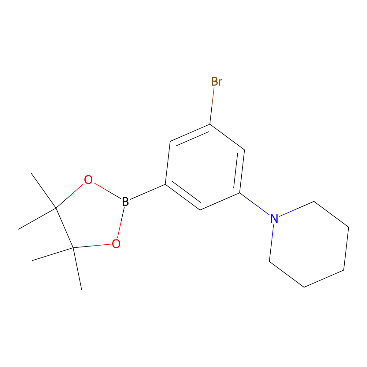 3-Bromo-5-(piperidin-1-yl)phenylboronic acid pinacol ester molecular structure, CAS 2223039-97-0