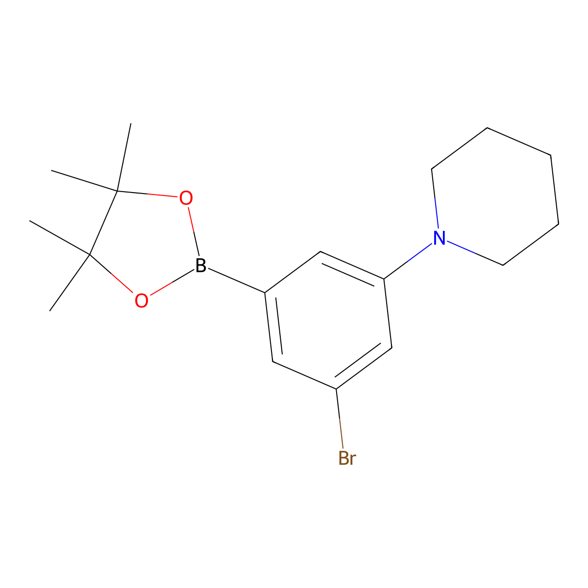 3-Bromo-5-(piperidin-1-yl)phenylboronic acid pinacol ester molecular structure, CAS 2223039-97-0