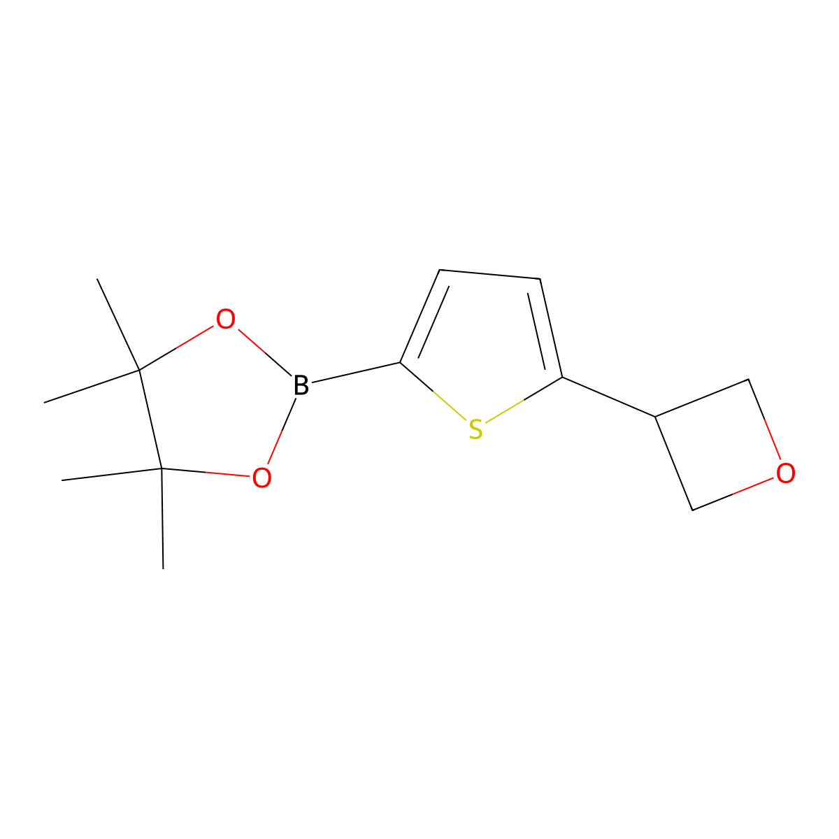 4,4,5,5-Tetramethyl-2-(5-(oxetan-3-yl)thiophen-2-yl)-1,3,2-dioxaborolane molecular structure, CAS 2223040-02-4