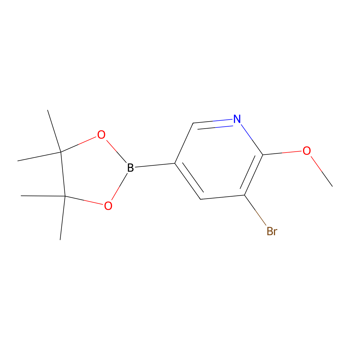 3-Bromo-2-methoxy-5-(4,4,5,5-tetramethyl-1,3,2-dioxaborolan-2-yl)pyridine molecular structure, CAS 2223040-05-7