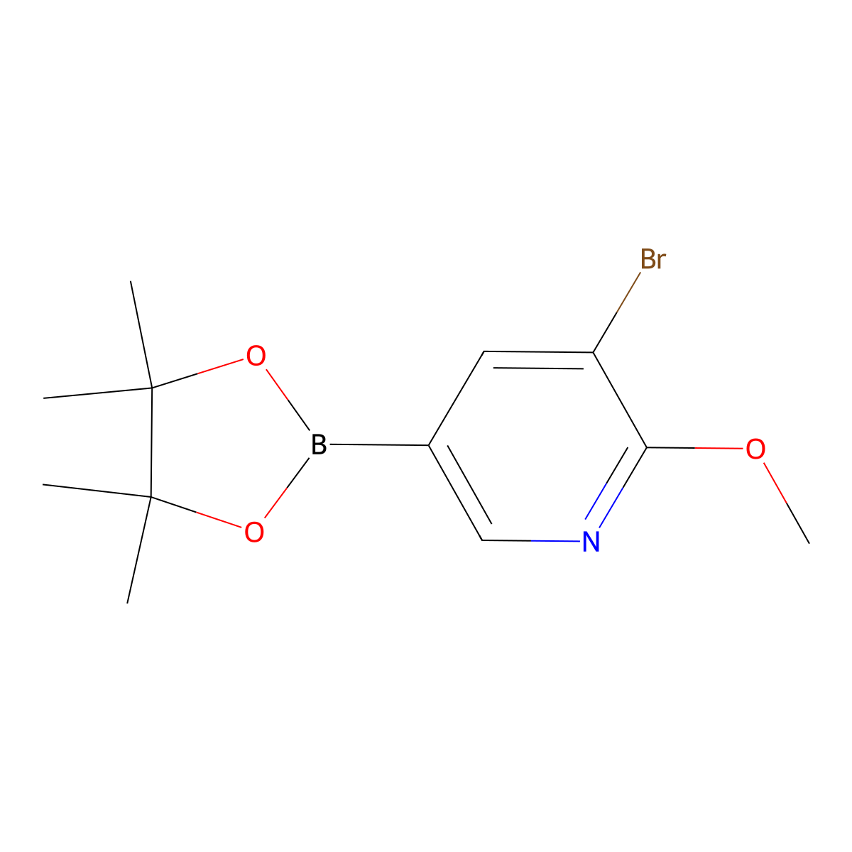 3-Bromo-2-methoxy-5-(4,4,5,5-tetramethyl-1,3,2-dioxaborolan-2-yl)pyridine molecular structure, CAS 2223040-05-7