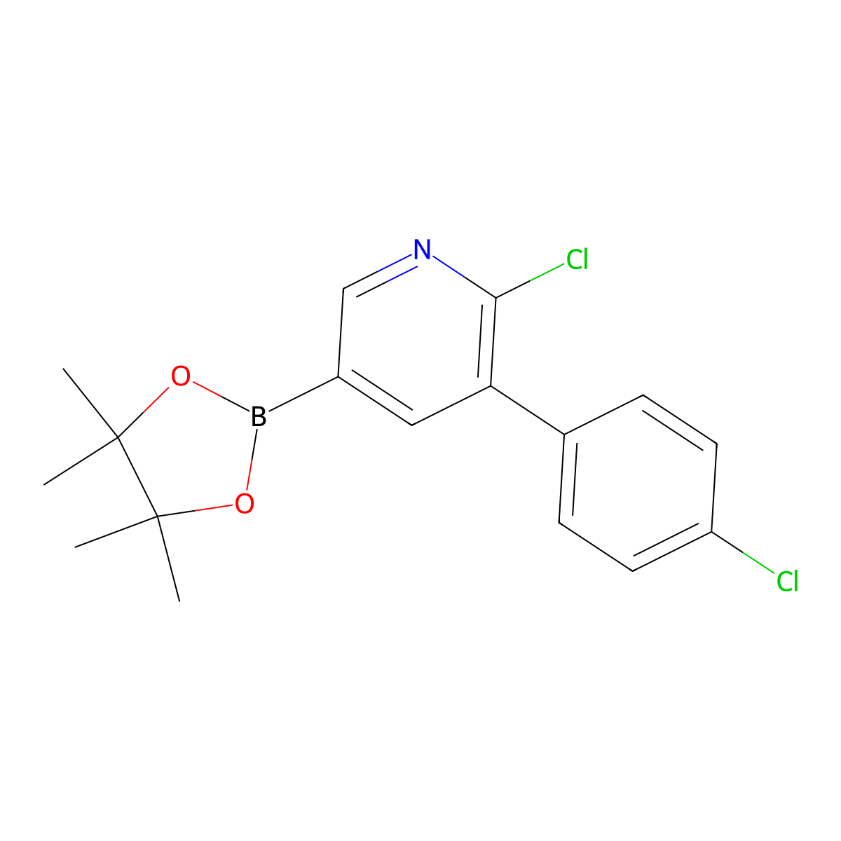 6-Chloro-5-(4-chlorophenyl)pyridine-3-boronic acid pinacol ester molecular structure, CAS 2223040-12-6