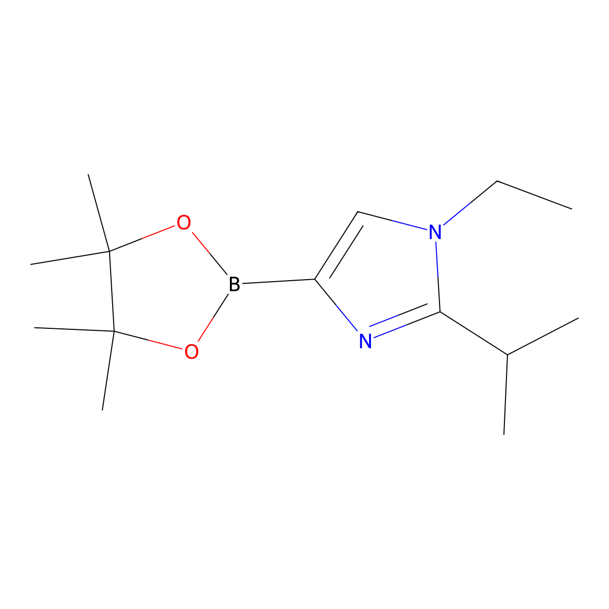 1-ethyl-2-isopropyl-4-(4,4,5,5-tetramethyl-1,3,2-dioxaborolan-2-yl)-1H-imidazole molecular structure, CAS 2223040-15-9