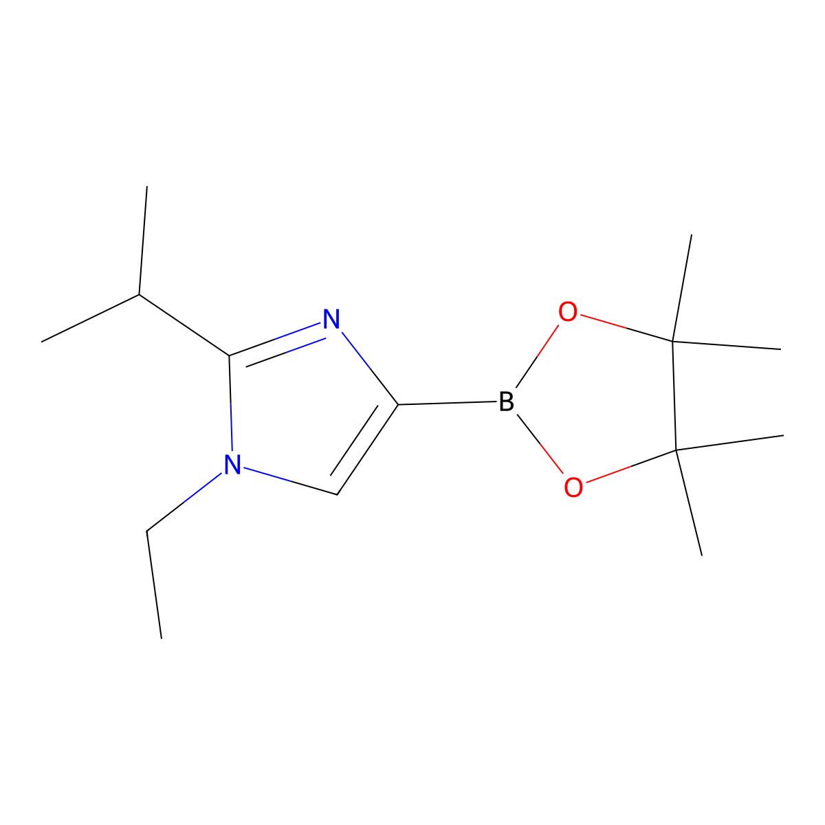 1-ethyl-2-isopropyl-4-(4,4,5,5-tetramethyl-1,3,2-dioxaborolan-2-yl)-1H-imidazole molecular structure, CAS 2223040-15-9