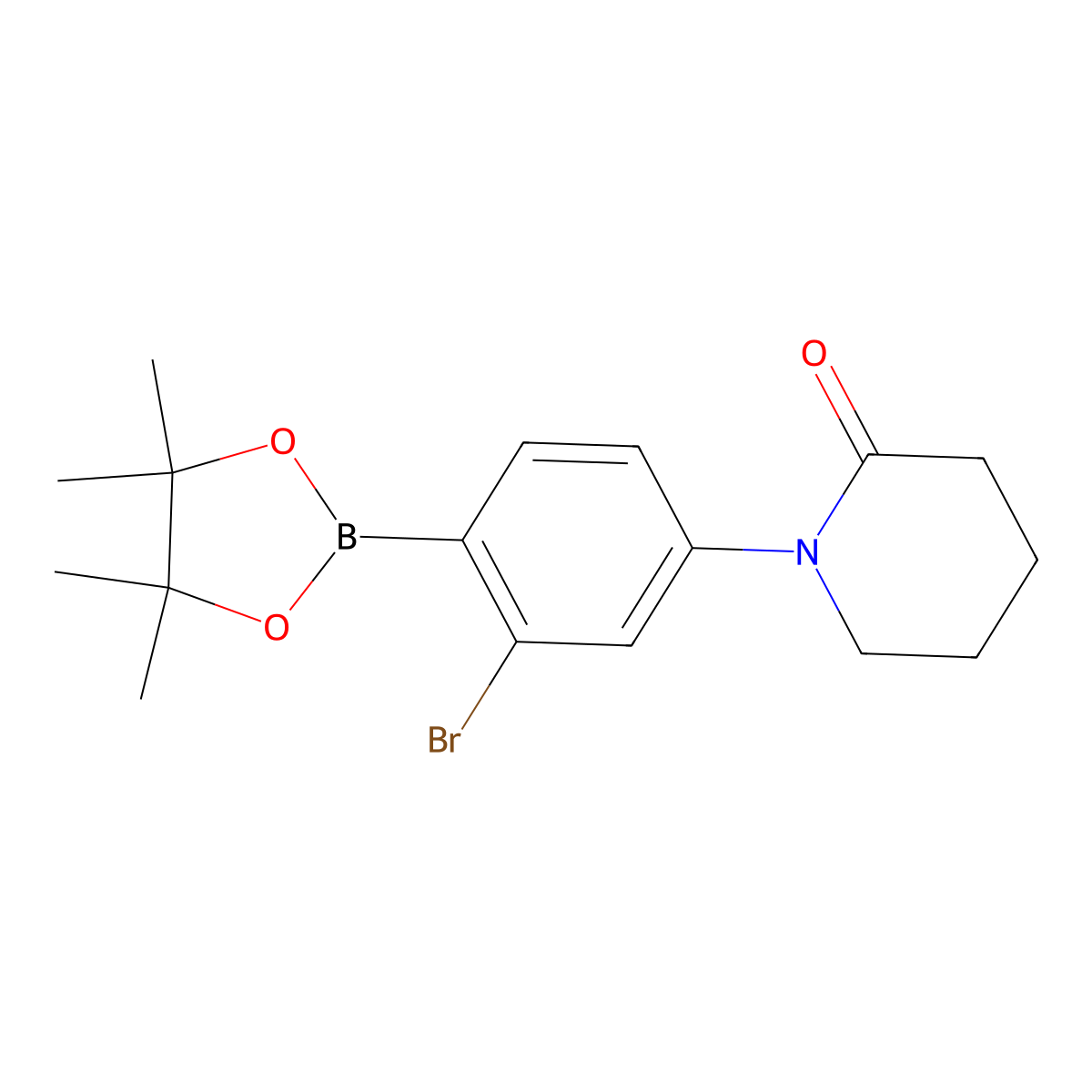 1-[4-(Tetramethyl-1,3,2-dioxaborolan-2-YL)-3-bromophenyl]piperidin-2-one molecular structure, CAS 2223040-18-2