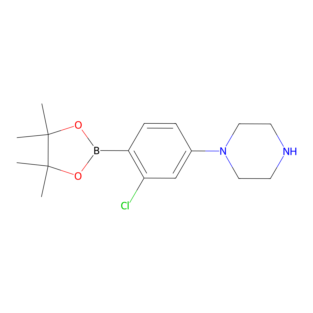 1-(3-Chloro-4-(4,4,5,5-tetramethyl-1,3,2-dioxaborolan-2-yl)phenyl)piperazine molecular structure, CAS 2223040-23-9