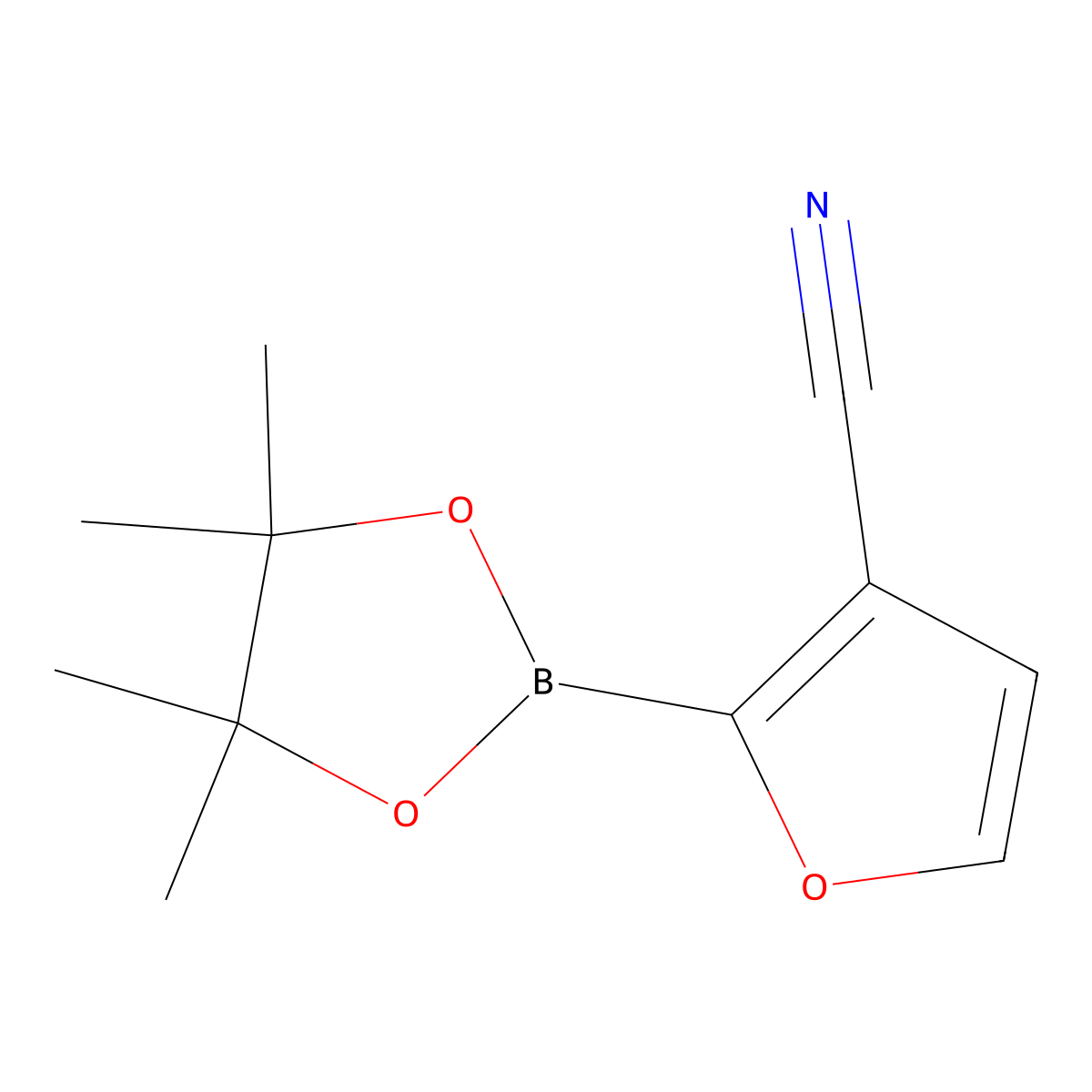 2-(Tetramethyl-1,3,2-dioxaborolan-2-yl)furan-3-carbonitrile molecular structure, CAS 2223040-24-0