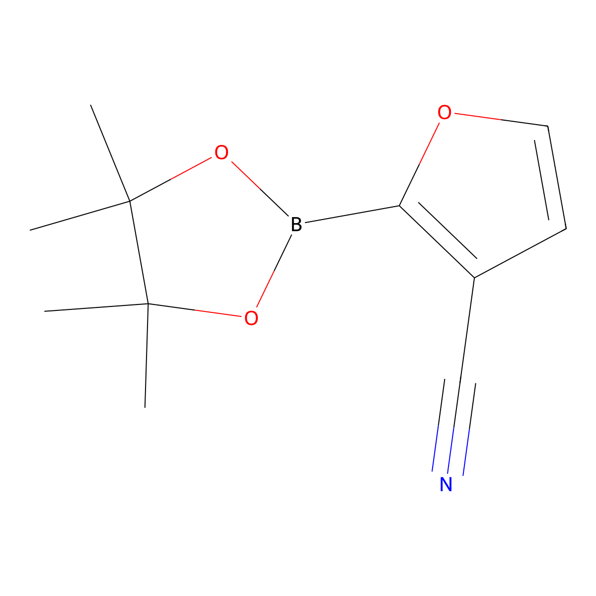 2-(Tetramethyl-1,3,2-dioxaborolan-2-yl)furan-3-carbonitrile molecular structure, CAS 2223040-24-0