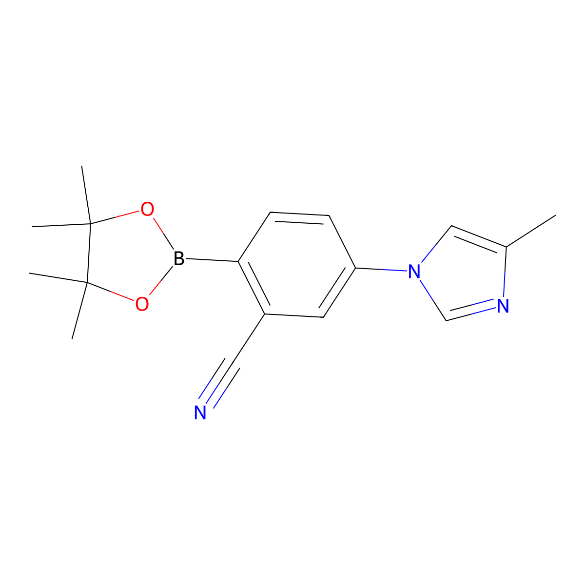 2-Cyano-4-(4-methylimidazol-1-yl)phenylboronic acid pinacol ester molecular structure, CAS 2223040-26-2