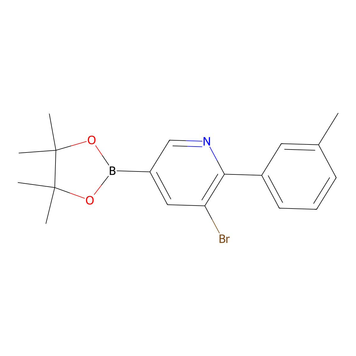 5-Bromo-6-(3-tolyl)pyridine-3-boronic acid pinacol ester molecular structure, CAS 2223040-28-4