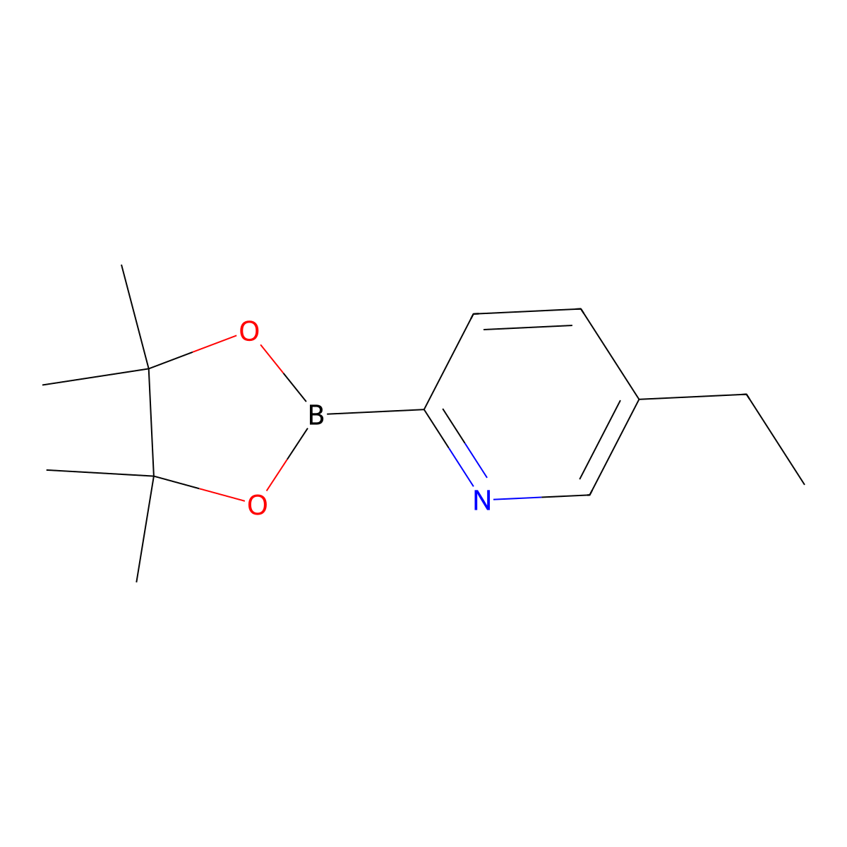 5-Ethyl-2-(4,4,5,5-tetramethyl-1,3,2-dioxaborolan-2-yl)pyridine molecular structure, CAS 2223040-30-8