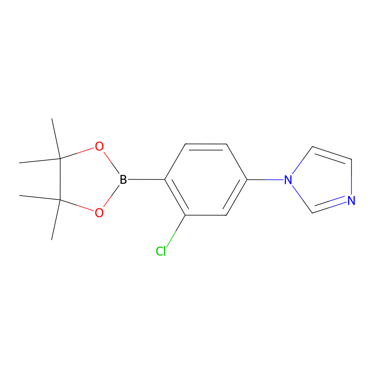 1H-Imidazole, 1-[3-chloro-4-(4,4,5,5-tetramethyl-1,3,2-dioxaborolan-2-yl)phenyl]- molecular structure, CAS 2223040-31-9