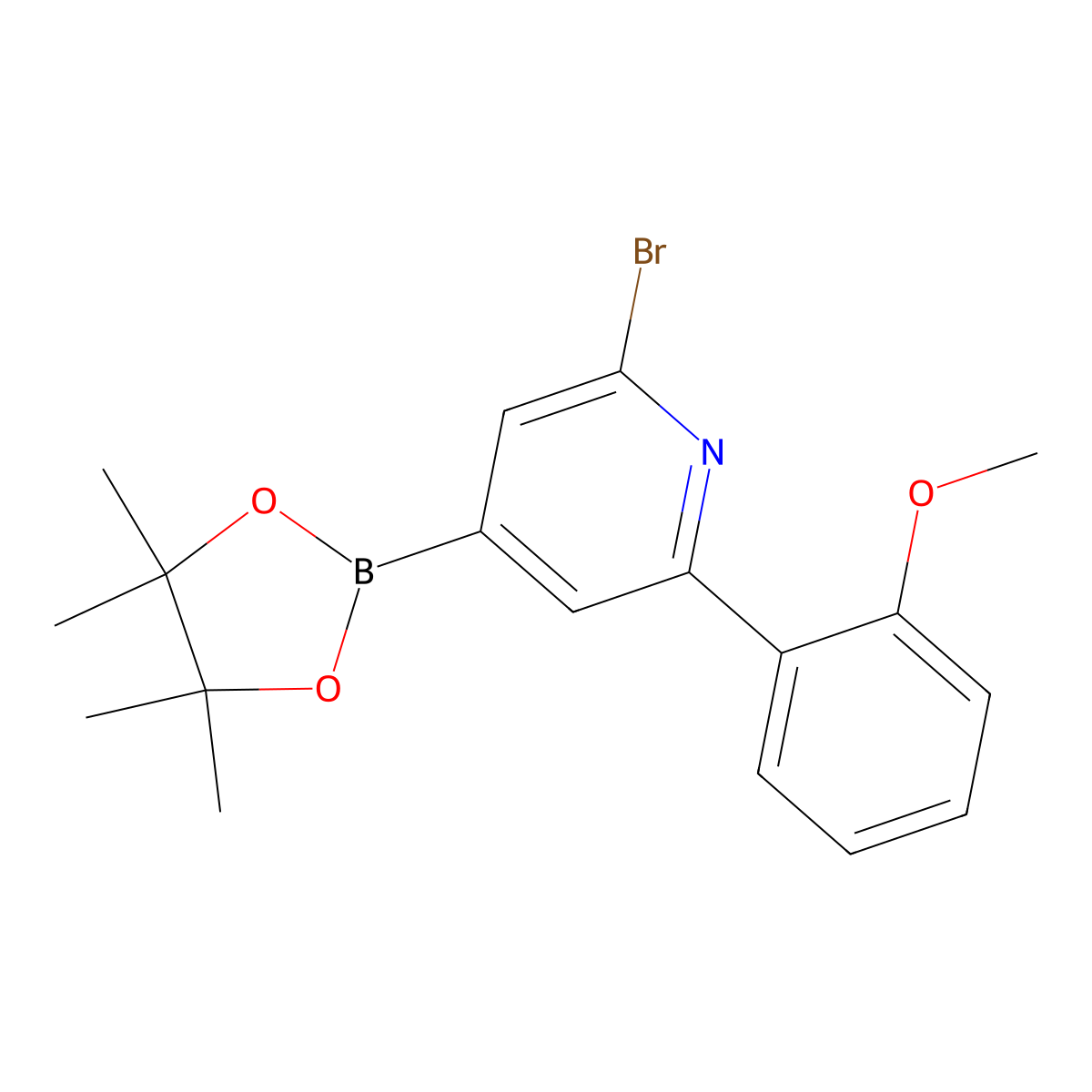 2-Bromo-6-(2-methoxyphenyl)pyridine-4-boronic acid pinacol ester molecular structure, CAS 2223040-42-2