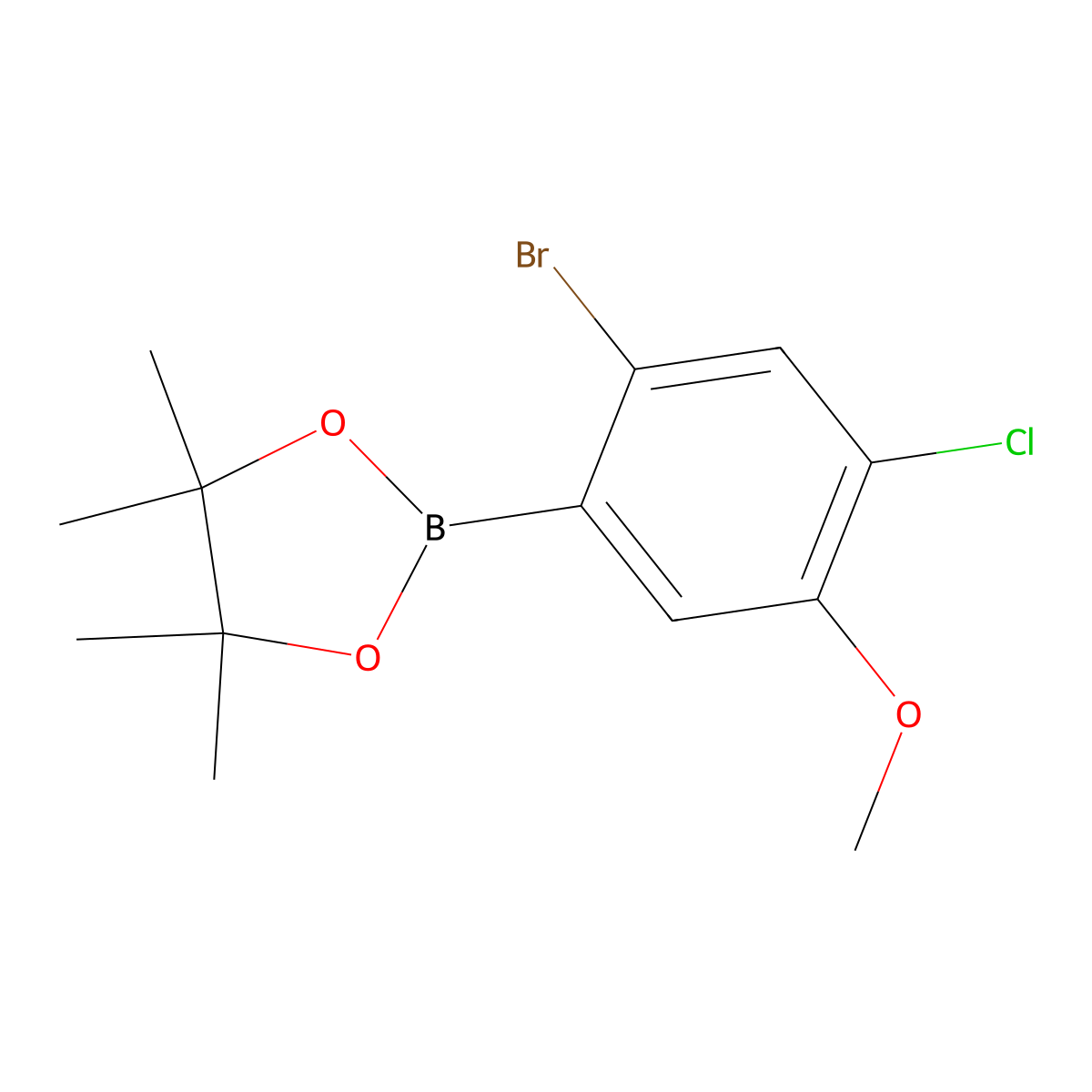4-Chloro-5-methoxy-2-bromophenylboronic acid pinacol ester molecular structure, CAS 2223040-62-6
