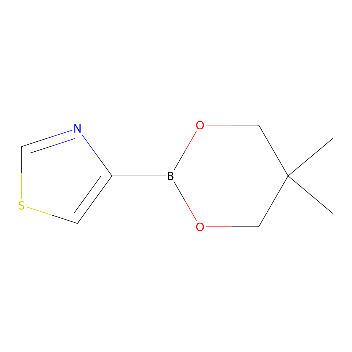 Thiazole-4-boronic acid neopentylglycol ester molecular structure, CAS 2223040-65-9
