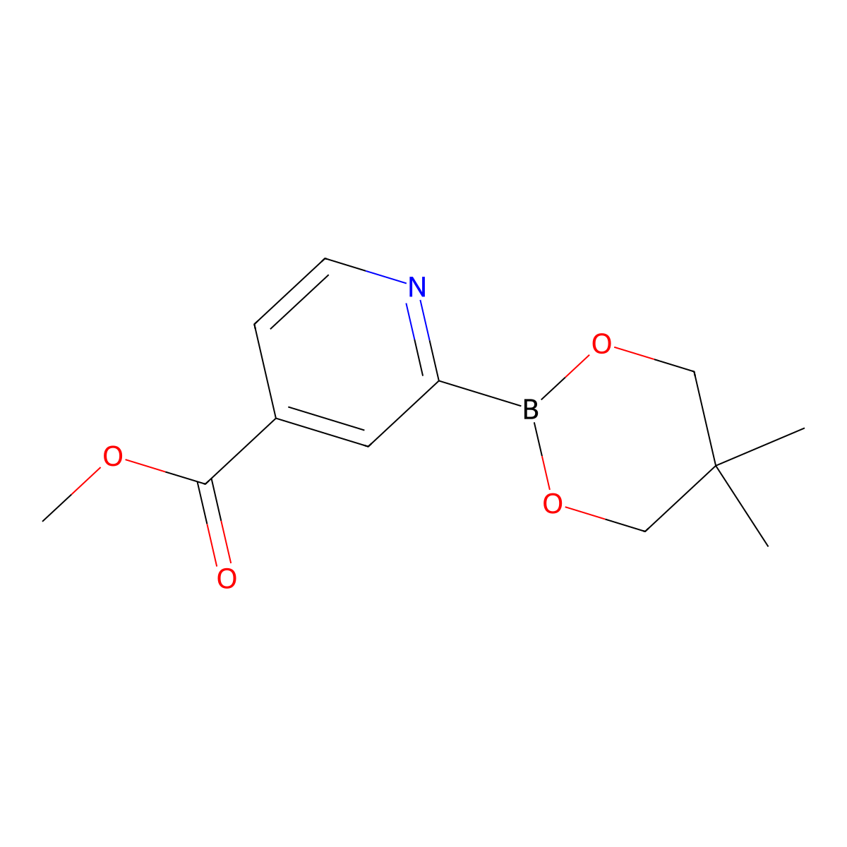 4-(Methoxycarbonyl)pyridine-2-boronic acid neopentylglycol ester molecular structure, CAS 2223040-85-3