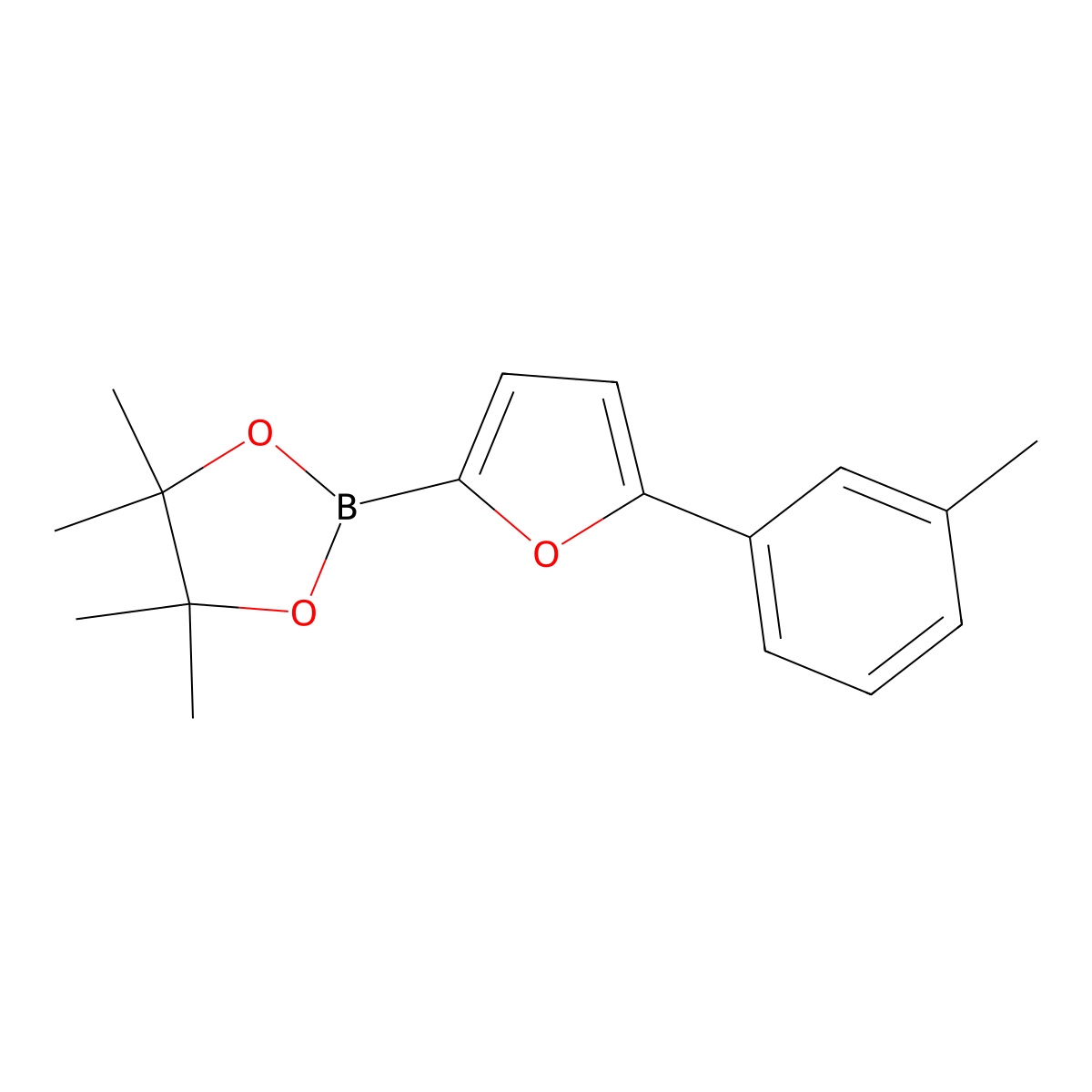 5-(3-Tolyl)furan-2-boronic acid pinacol ester molecular structure, CAS 2223040-86-4