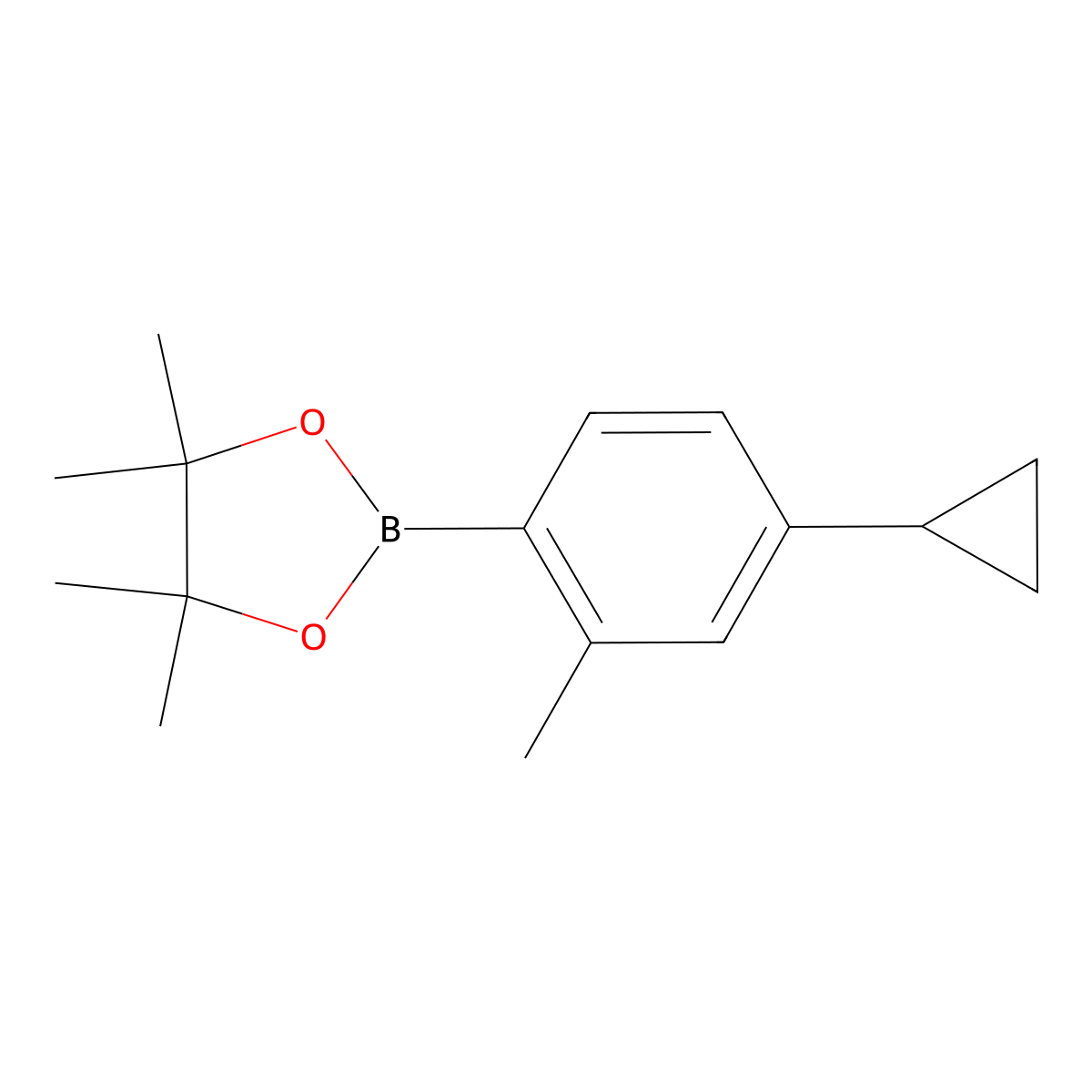 2-(4-Cyclopropyl-2-methylphenyl)-4,4,5,5-tetramethyl-1,3,2-dioxaborolane molecular structure, CAS 2223040-90-0
