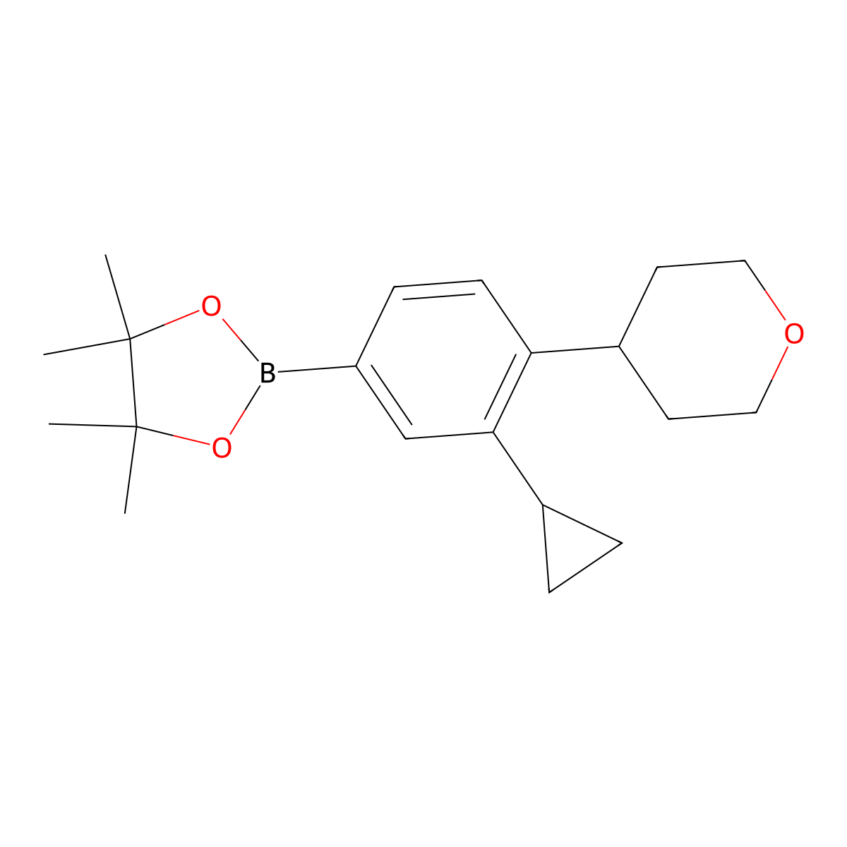 3-Cyclopropyl-4-(oxan-4-yl)phenylboronic acid pinacol ester molecular structure, CAS 2223040-94-4