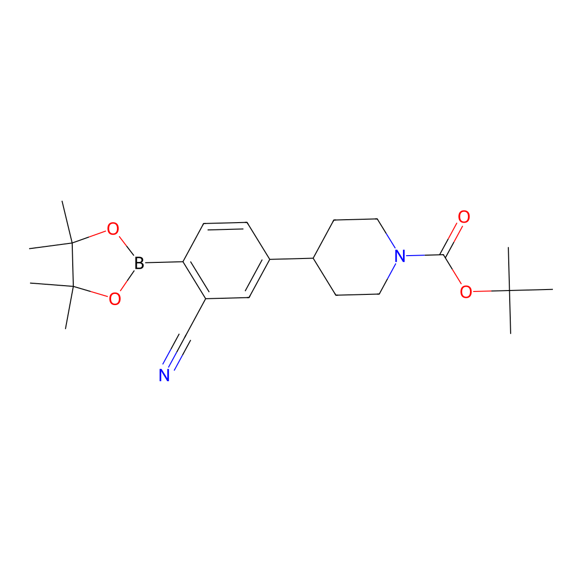 2-Cyano-4-(N-Boc-piperidin-4-yl)phenylboronic acid pinacol ester molecular structure, CAS 2223040-96-6