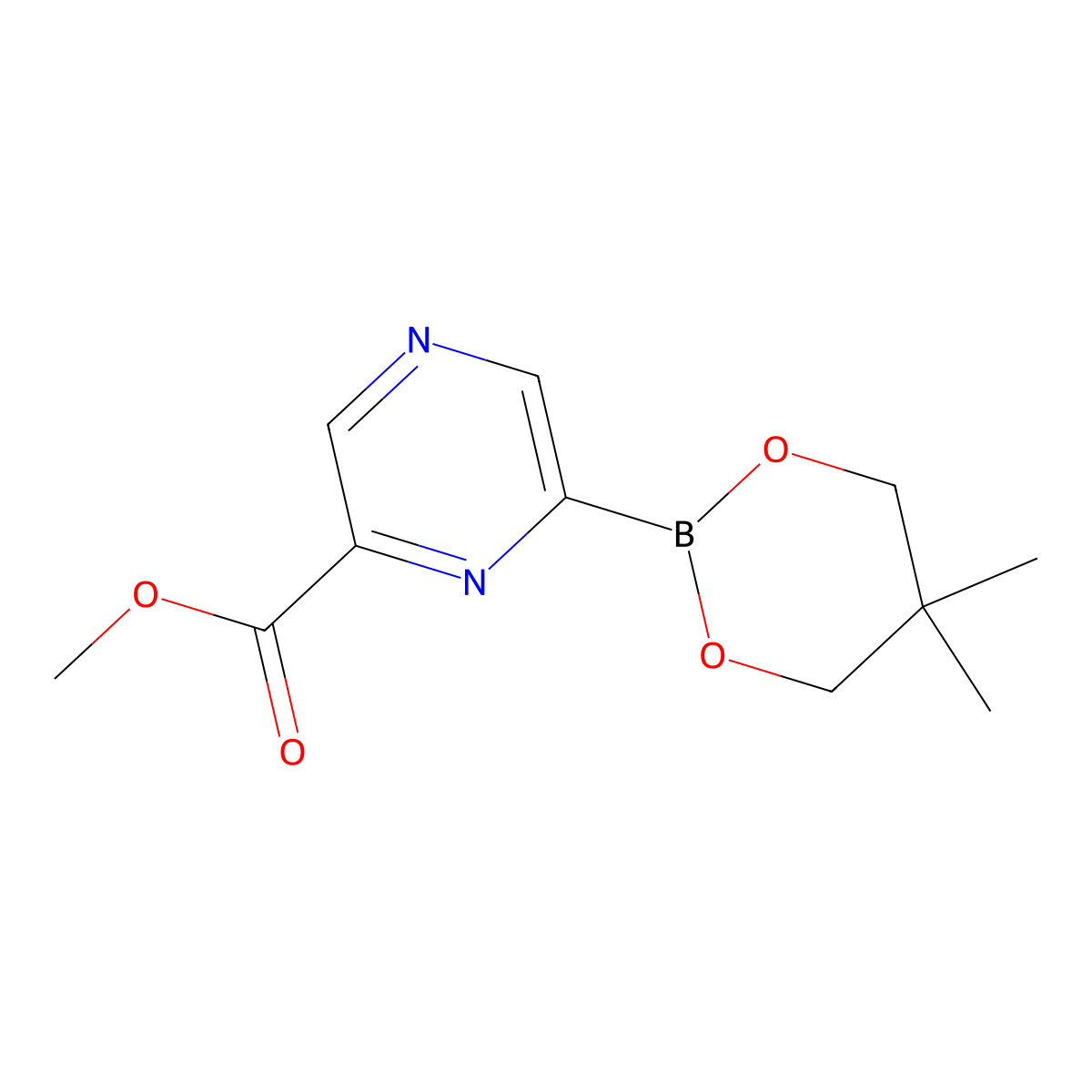 6-(Methoxycarbonyl)pyrazine-2-boronic acid neopentylglycol ester molecular structure, CAS 2223040-97-7
