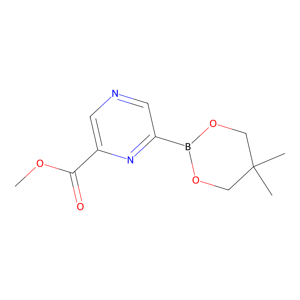 6-(Methoxycarbonyl)pyrazine-2-boronic acid neopentylglycol ester molecular structure, CAS 2223040-97-7