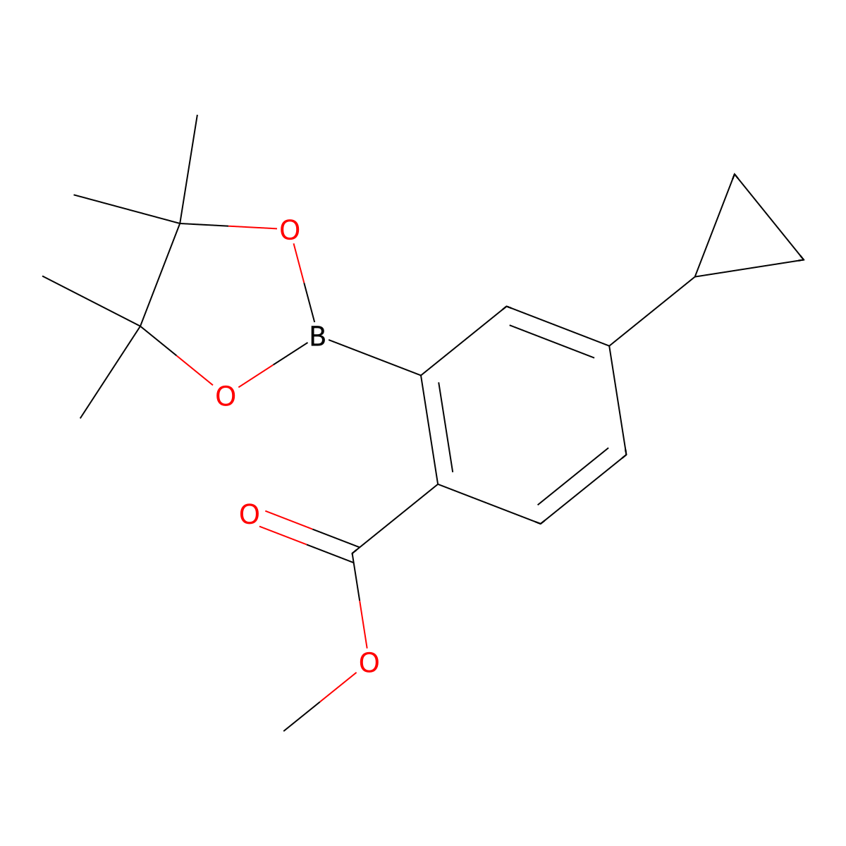 3-Cyclopropyl-6-(methoxycarbonyl)phenylboronic acid pinacol ester molecular structure, CAS 2223041-02-7