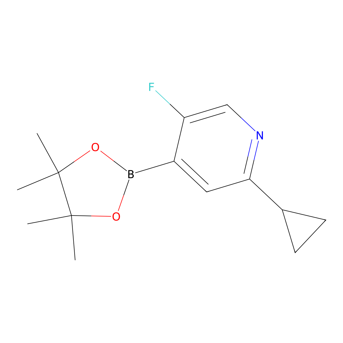 2-Cyclopropyl-5-fluoro-4-(4,4,5,5-tetramethyl-1,3,2-dioxaborolan-2-yl)pyridine molecular structure, CAS 2223041-03-8