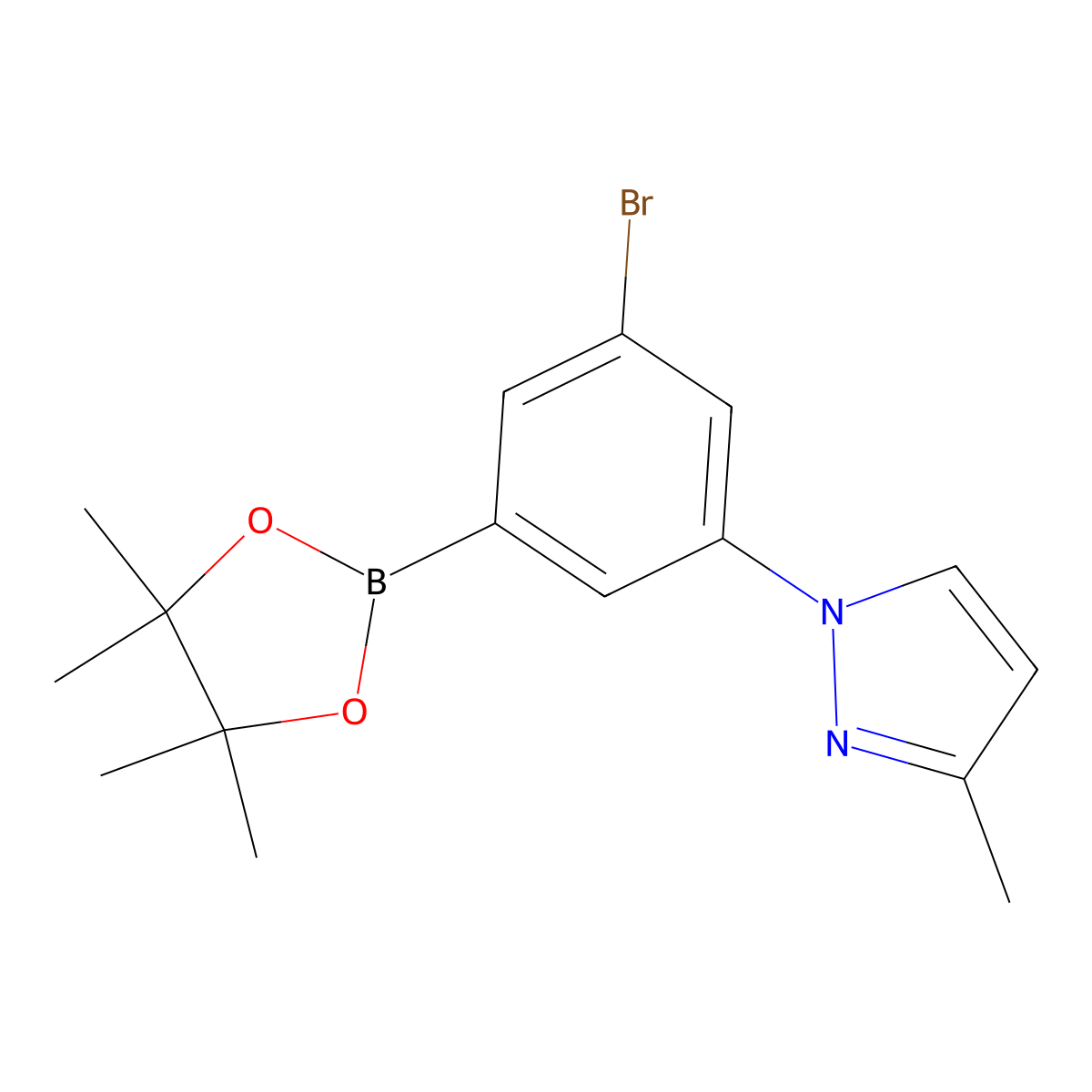 3-Bromo-5-(3-methyl-1H-pyrazol-1-yl)phenylboronic acid pinacol ester molecular structure, CAS 2223041-17-4