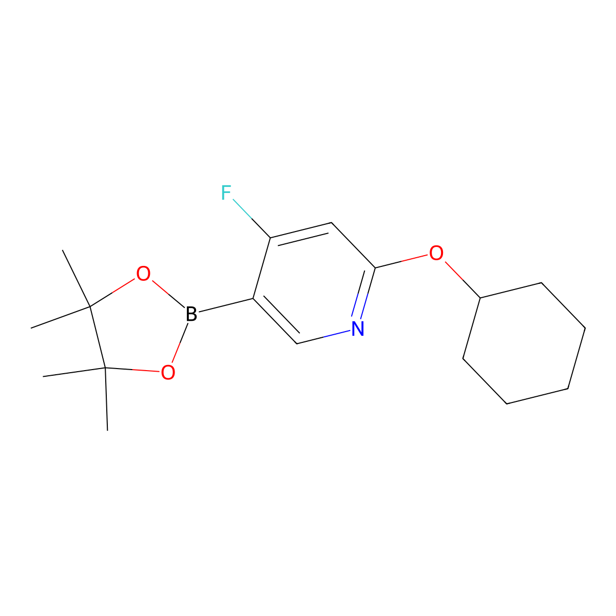 4-Fluoro-2-(cyclohexyloxy)pyridine-5-boronic acid pinacol ester molecular structure, CAS 2223041-18-5
