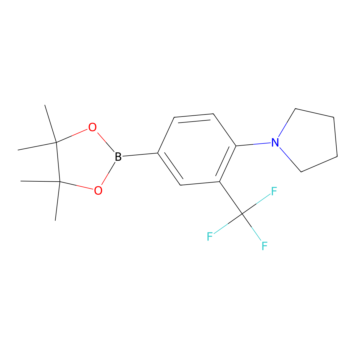 1-(4-(4,4,5,5-Tetramethyl-1,3,2-dioxaborolan-2-yl)-2-(trifluoromethyl)phenyl)pyrrolidine molecular structure, CAS 2223041-19-6