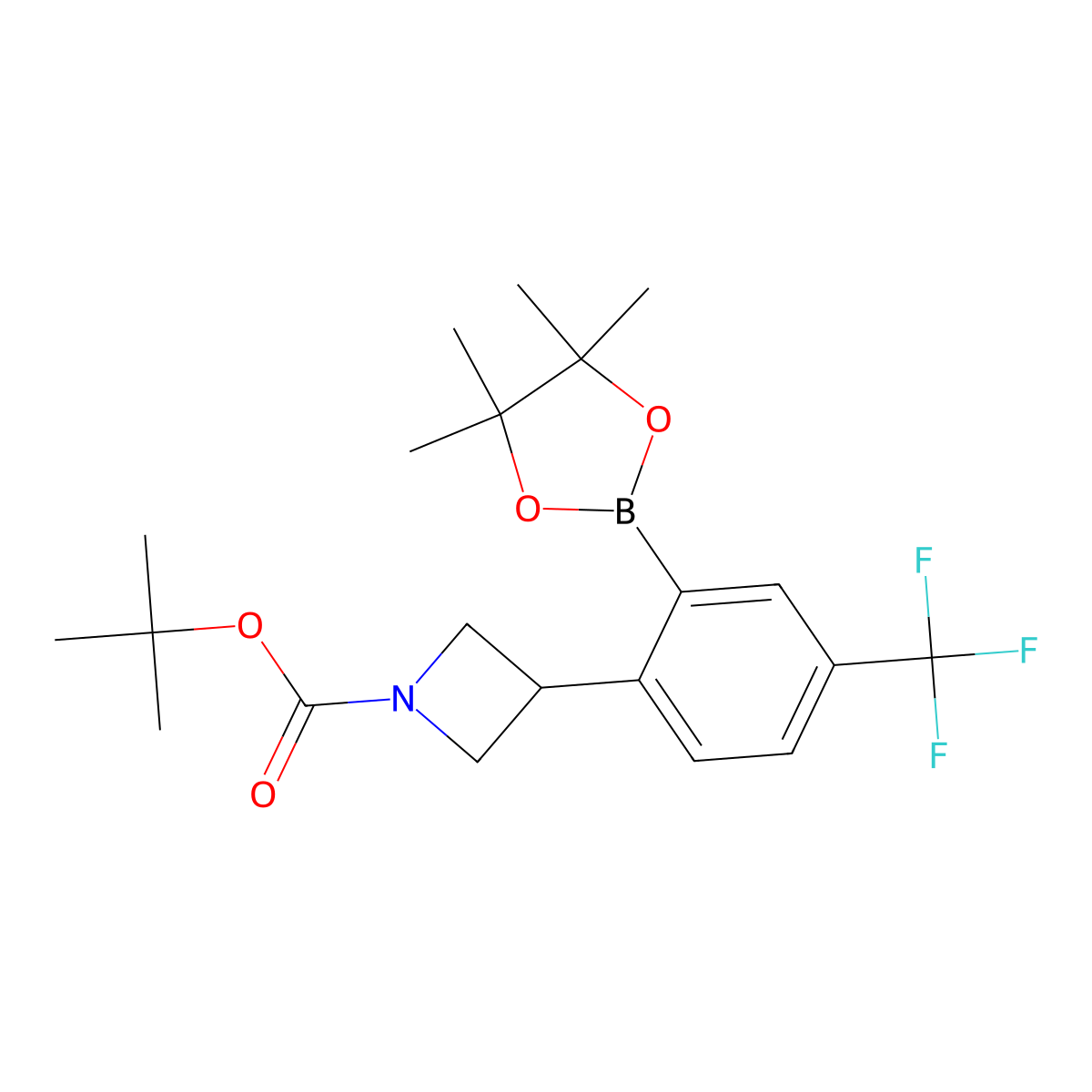 Tert-butyl 3-(2-(4,4,5,5-tetramethyl-1,3,2-dioxaborolan-2-yl)-4-(trifluoromethyl)phenyl)azetidine-1-carboxylate molecular structure, CAS 2223041-46-9