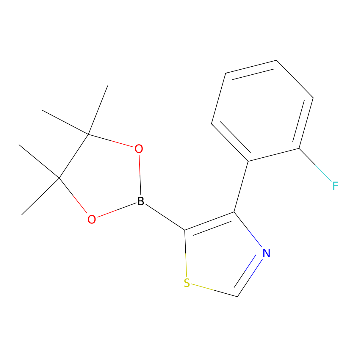 4-(2-Fluorophenyl)thiazole-5-boronic acid pinacol ester molecular structure, CAS 2223041-47-0
