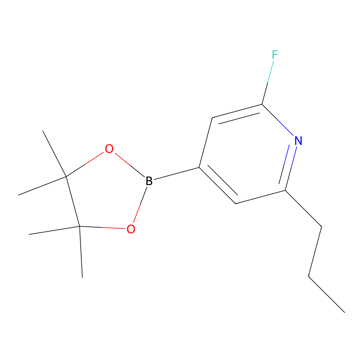 2-Fluoro-6-propyl-4-(4,4,5,5-tetramethyl-1,3,2-dioxaborolan-2-yl)pyridine molecular structure, CAS 2223041-51-6