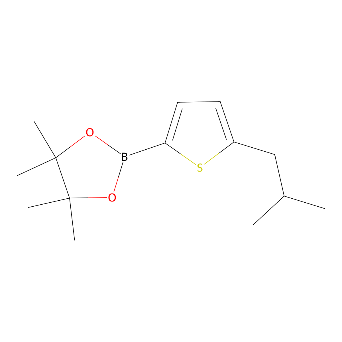 4,4,5,5-Tetramethyl-2-[5-(2-methylpropyl)thiophen-2-yl]-1,3,2-dioxaborolane molecular structure, CAS 2223041-57-2