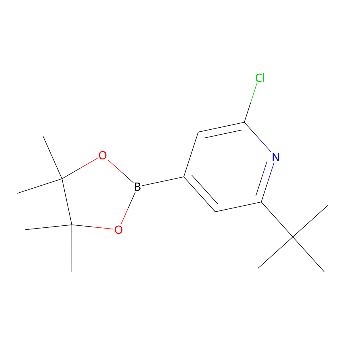 2-(Tert-butyl)-6-chloro-4-(4,4,5,5-tetramethyl-1,3,2-dioxaborolan-2-yl)pyridine molecular structure, CAS 2223041-69-6