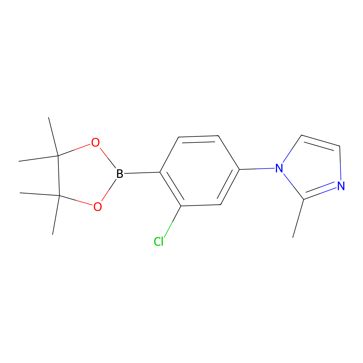 2-Chloro-4-(2-methylimidazol-1-yl)phenylboronic acid pinacol ester molecular structure, CAS 2223041-73-2