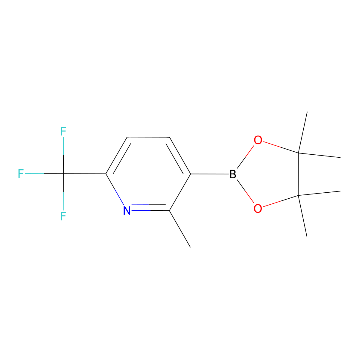 2-Methyl-3-(4,4,5,5-tetramethyl-1,3,2-dioxaborolan-2-yl)-6-(trifluoromethyl)pyridine molecular structure, CAS 2223041-89-0