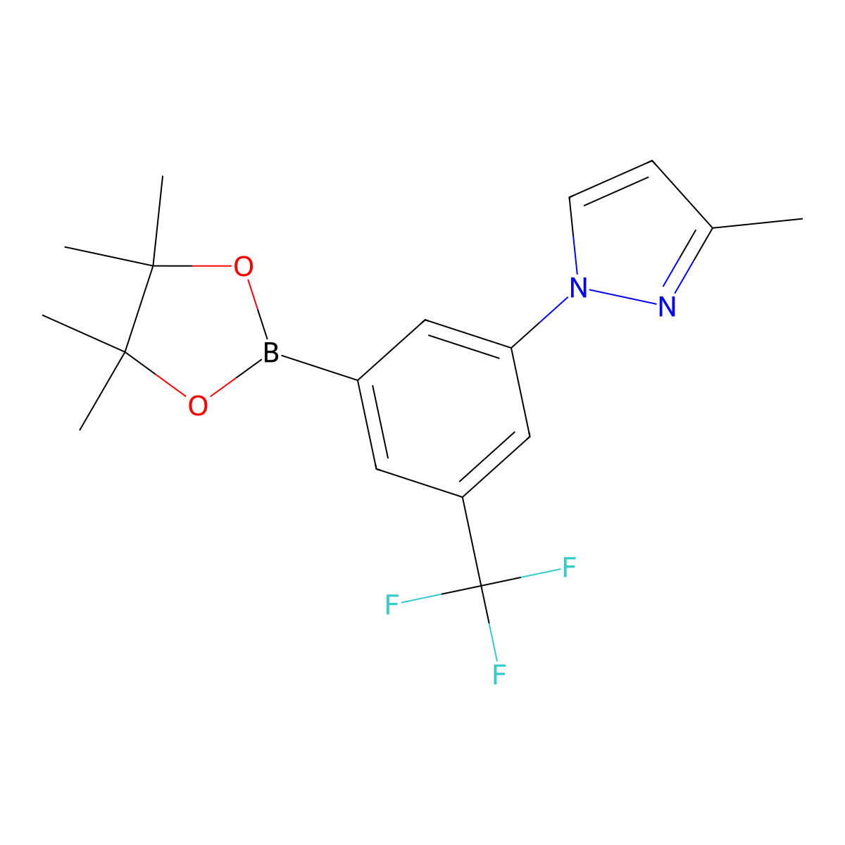 3-Trifluoromethyl-5-(3-methyl-1H-pyrazol-1-yl)phenylboronic acid pinacol ester molecular structure, CAS 2223041-91-4