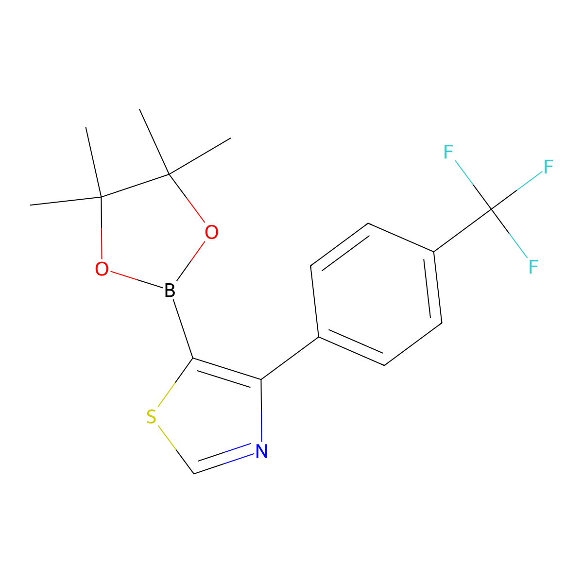 4-(4-Trifluoromethylphenyl)thiazole-5-boronic acid pinacol ester molecular structure, CAS 2223041-93-6