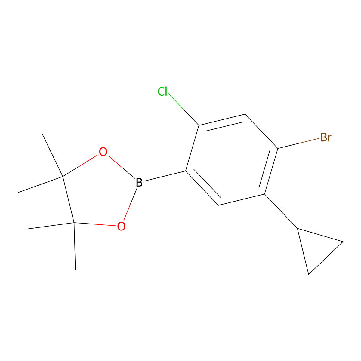2-(4-Bromo-2-chloro-5-cyclopropylphenyl)-4,4,5,5-tetramethyl-1,3,2-dioxaborolane molecular structure, CAS 2223042-00-8