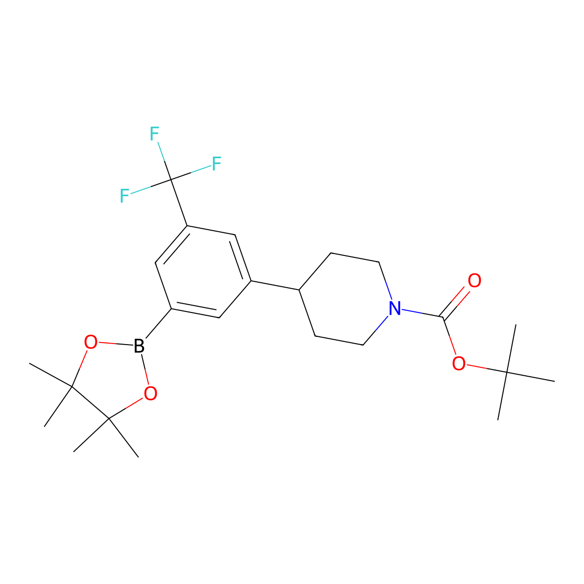 3-Trifluoromethyl-5-(N-Boc-piperidin-4-yl)phenylboronic acid pinacol ester molecular structure, CAS 2223042-01-9