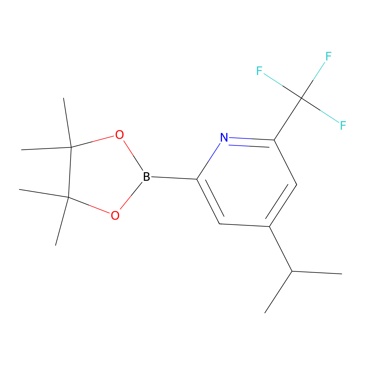 4-Isopropyl-2-(4,4,5,5-tetramethyl-1,3,2-dioxaborolan-2-yl)-6-(trifluoromethyl)pyridine molecular structure, CAS 2223042-03-1