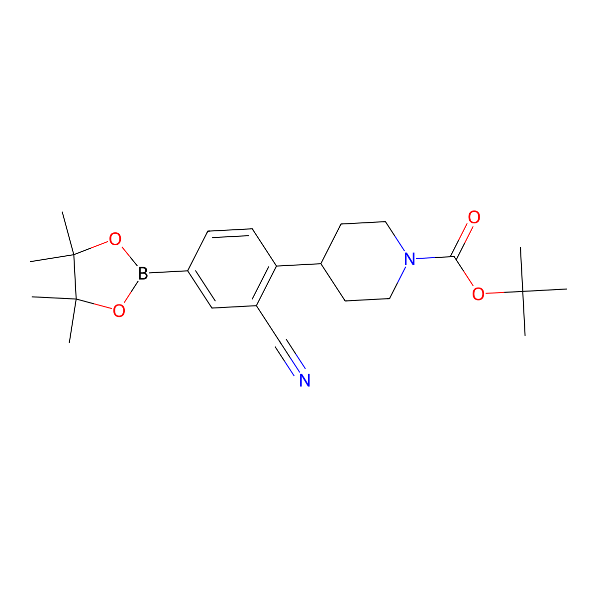 4-(N-Boc-Piperidin-4-yl)-3-cyanophenylboronic acid pinacol ester molecular structure, CAS 2223042-07-5