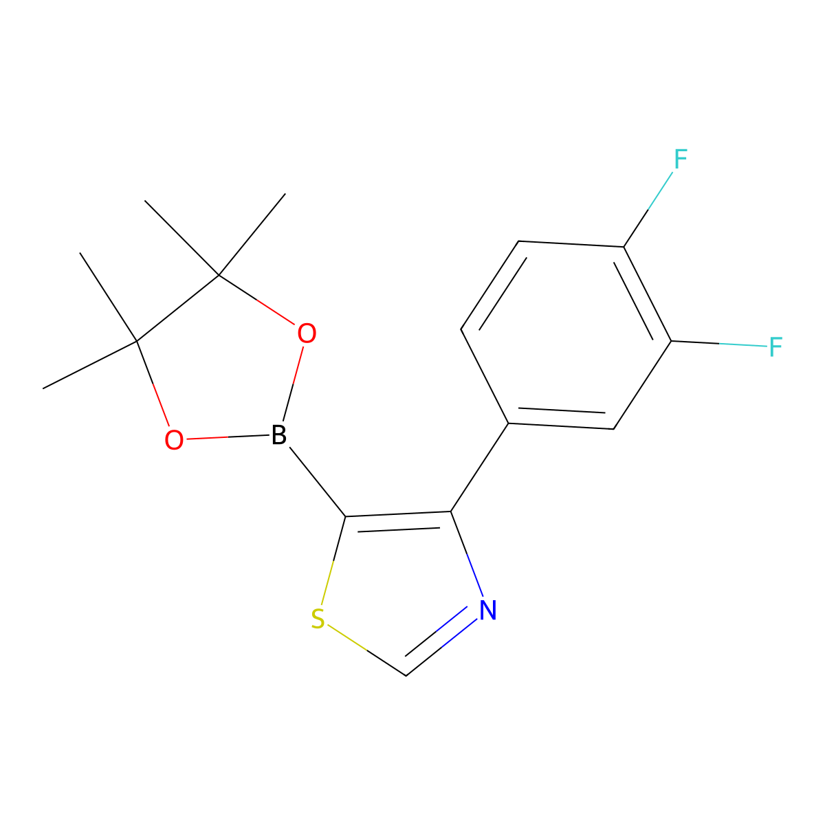 4-(3,4-Difluorophenyl)thiazole-5-boronic acid pinacol ester molecular structure, CAS 2223042-09-7