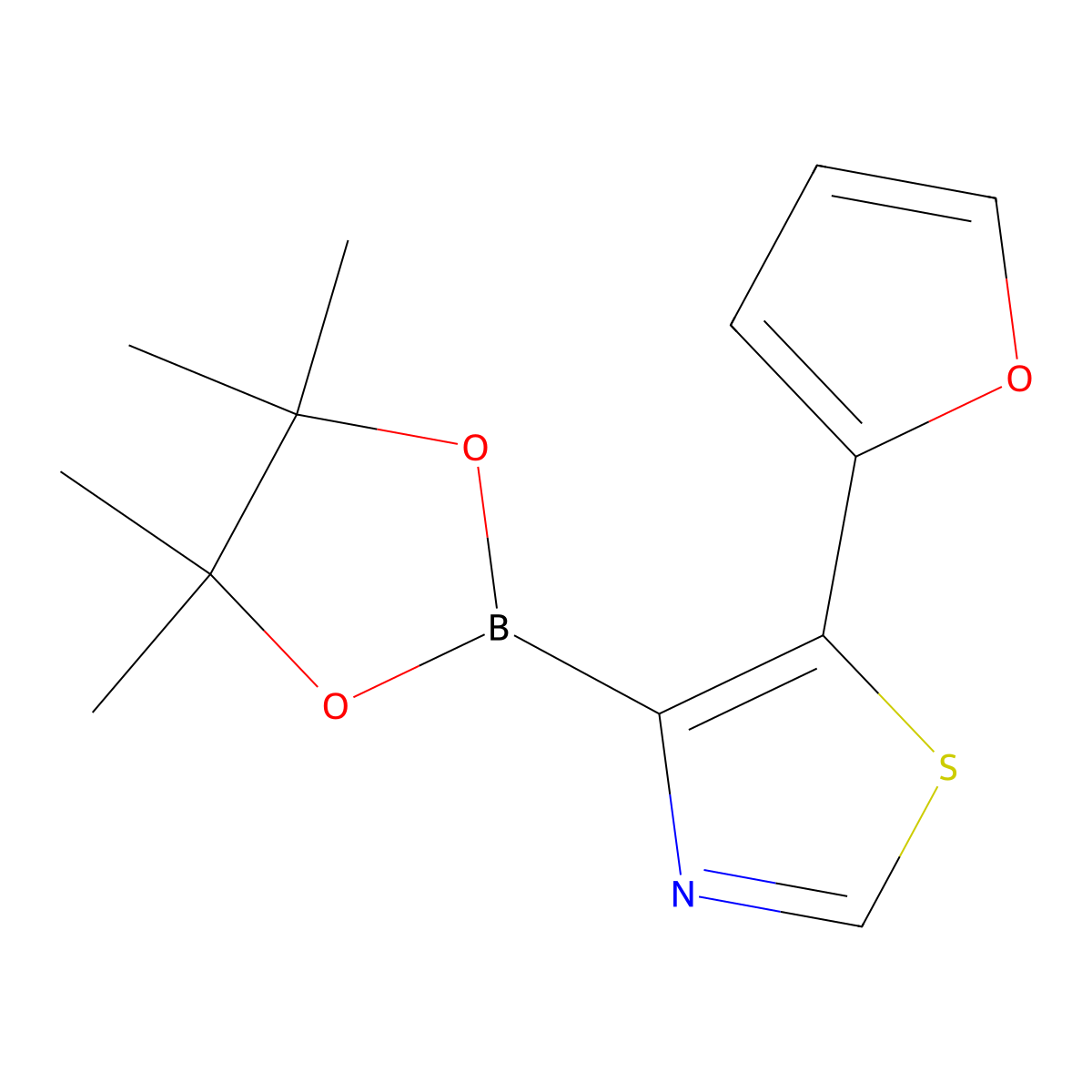 5-(2-Furyl)thiazole-4-boronic acid pinacol ester molecular structure, CAS 2223042-30-4