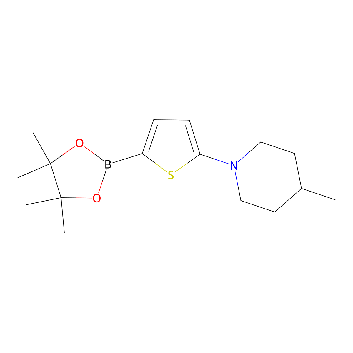 5-(4-Methylpiperidin-1-yl)thiophene-2-boronic acid pinacol ester molecular structure, CAS 2223042-35-9