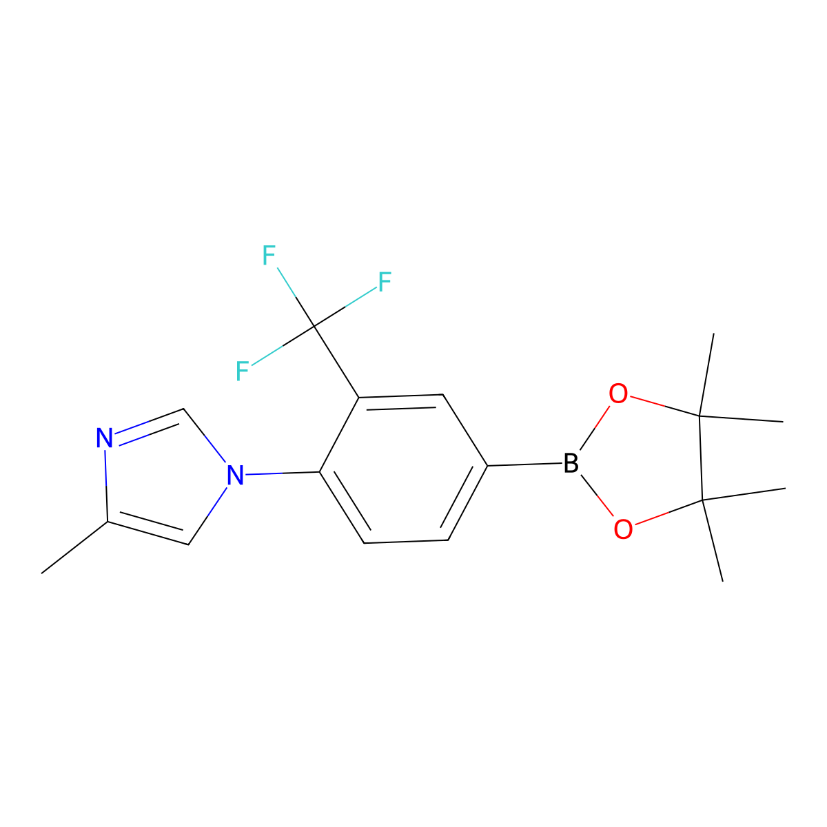 3-Trifluoromethyl-4-(4-methylimidazol-1-yl)phenylboronic acid pinacol ester molecular structure, CAS 2223042-43-9