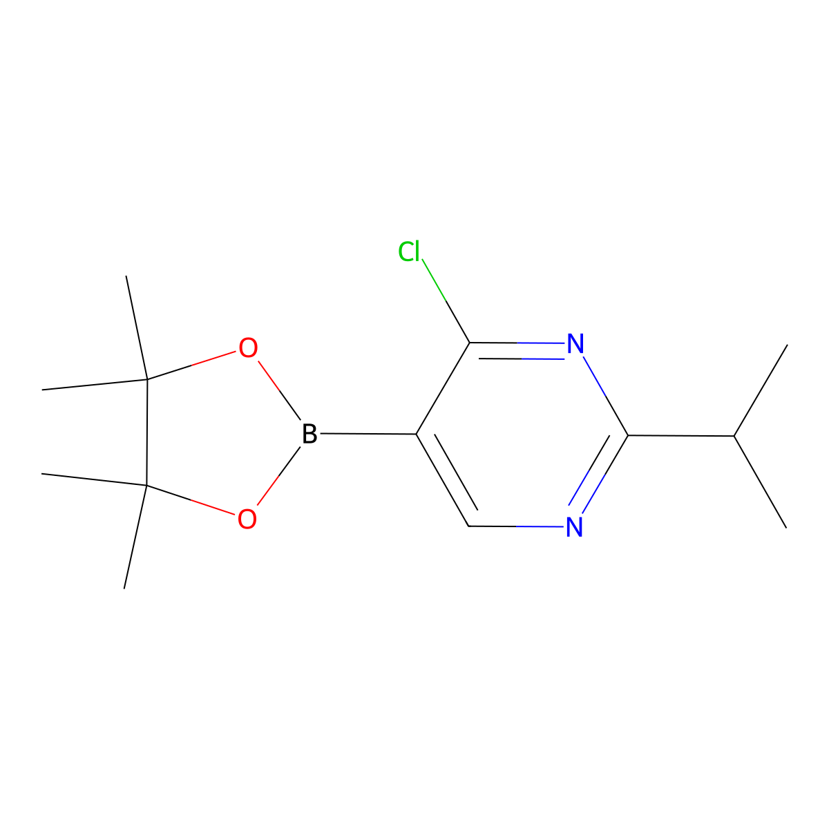 4-Chloro-2-(iso-propyl)pyrimidine-5-boronic acid pinacol ester molecular structure, CAS 2223042-62-2