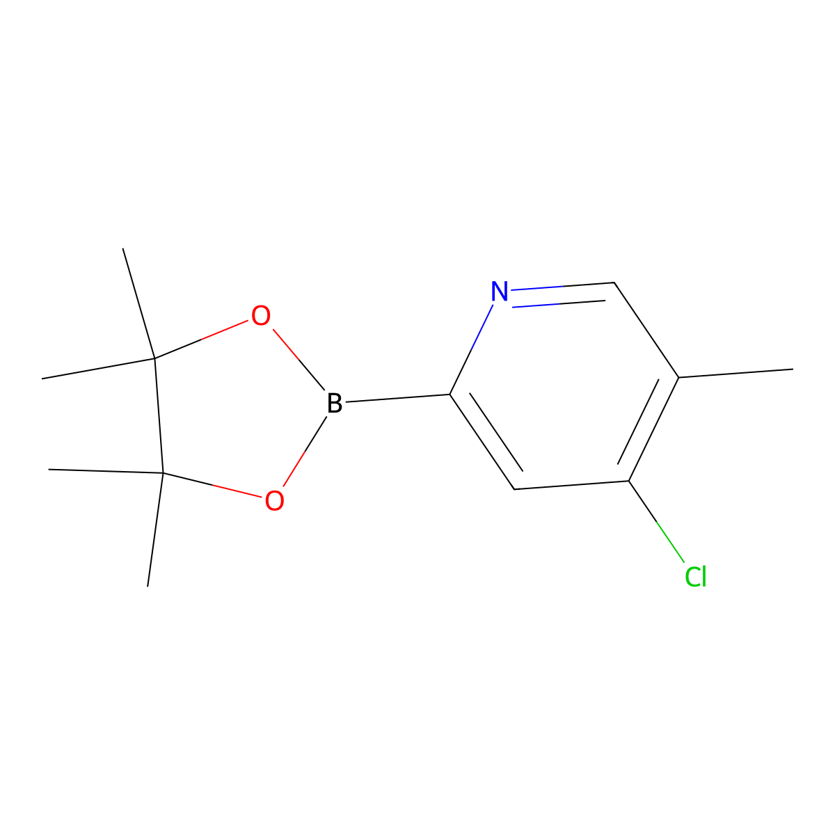 4-Chloro-5-methyl-2-(4,4,5,5-tetramethyl-1,3,2-dioxaborolan-2-yl)pyridine molecular structure, CAS 2223042-64-4